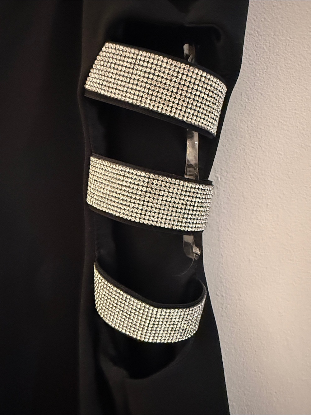 Windsor Black Mini Dress with Rhinestone Side Straps - Picture 3 of 6